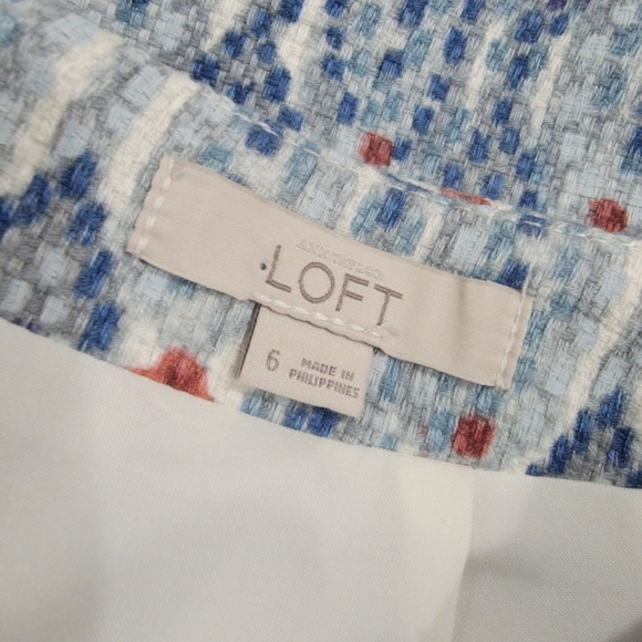 LOFT Blue red Career Knee Length Skirt Size 6 - Picture 10 of 13